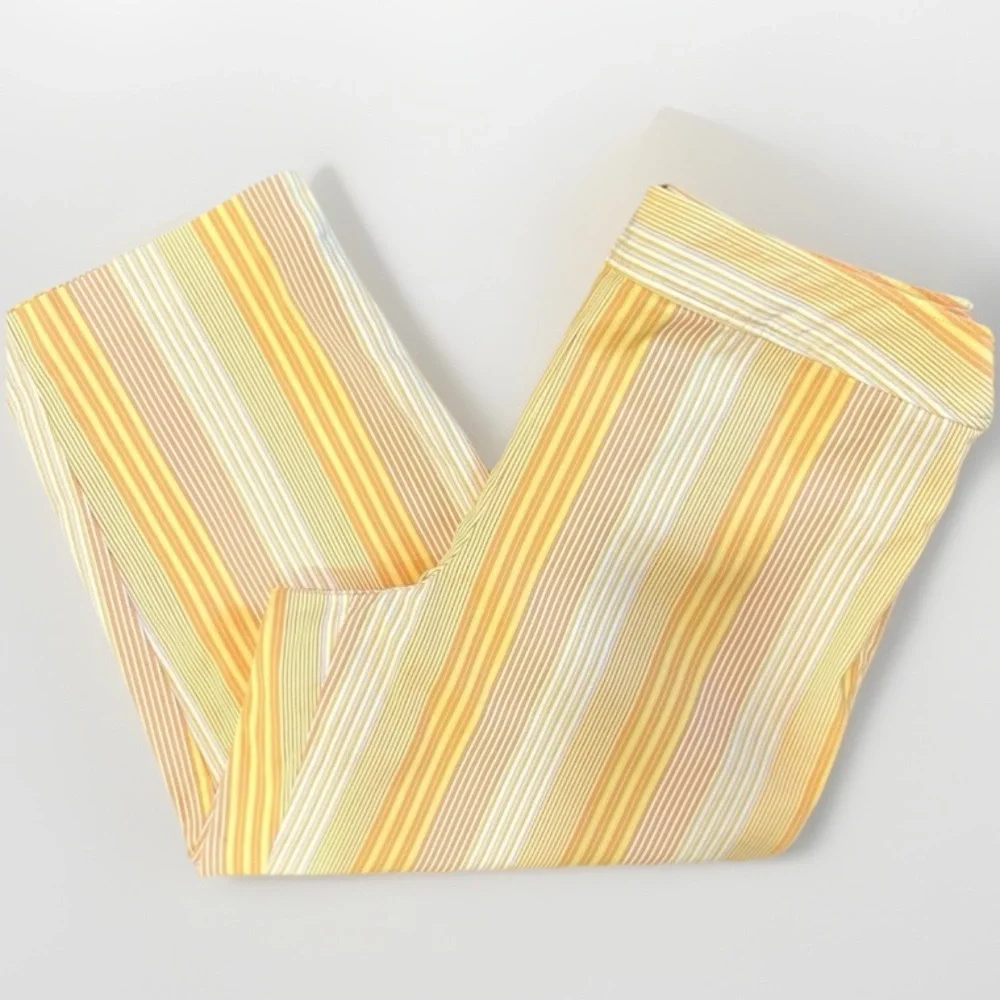 Talbots Relaxed Fit Cropped Pants Summer Vacation Orange Stripes Size 14 - Picture 8 of 8